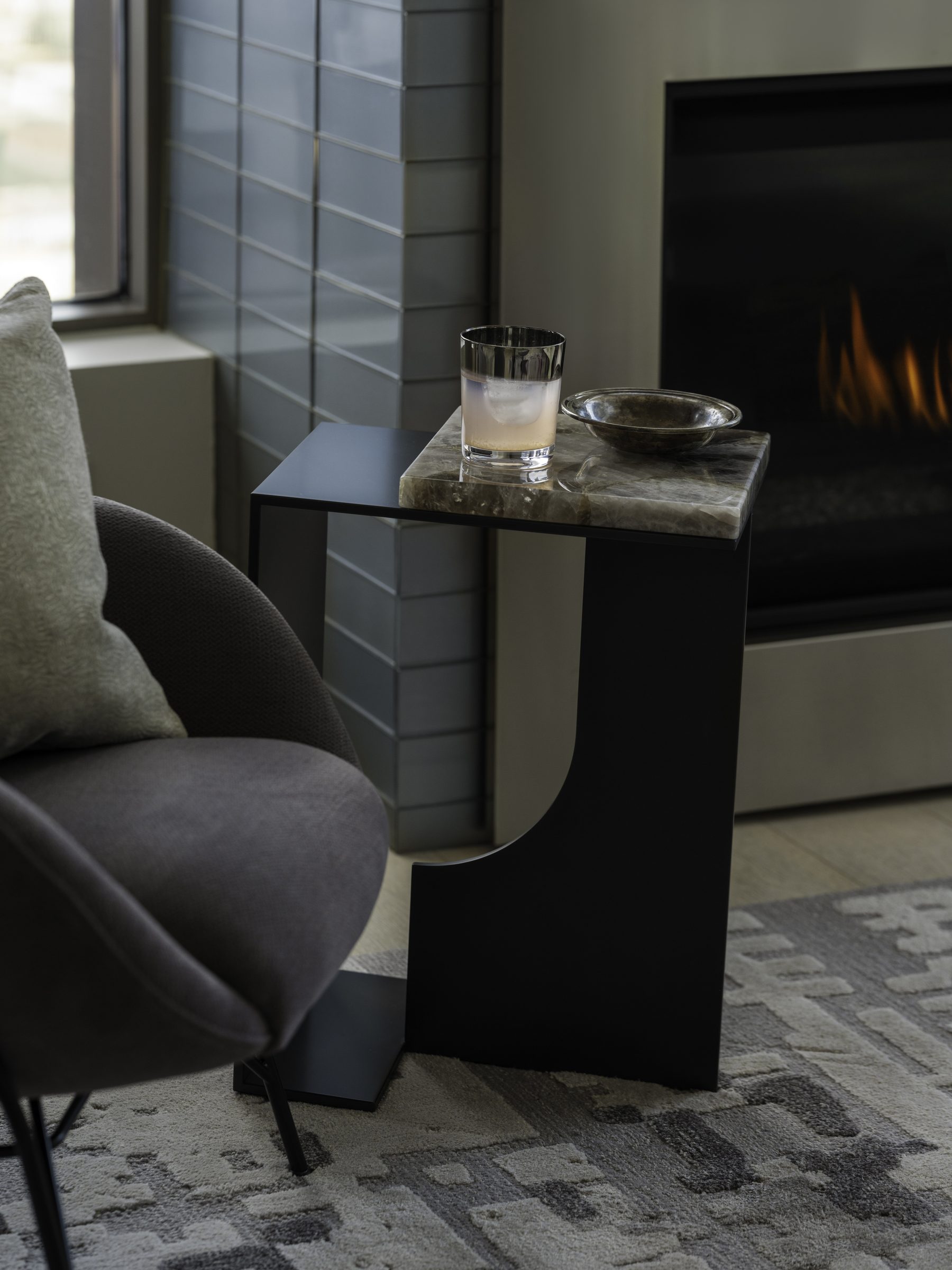 Open-plan living room with floor-to-ceiling windows, Downtown High Rise — Downtown, Seattle