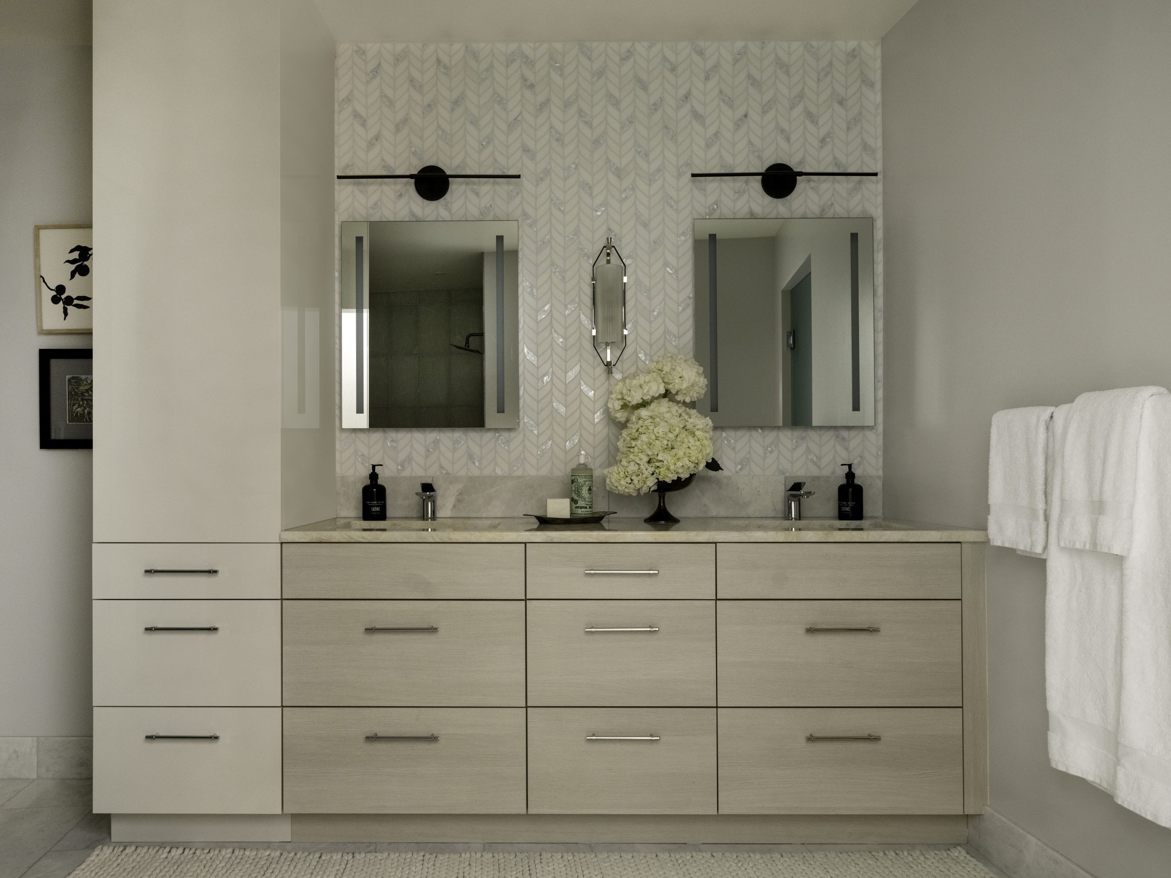 Dressing area with custom storage design, Downtown Sanctuary — Downtown, Seattle