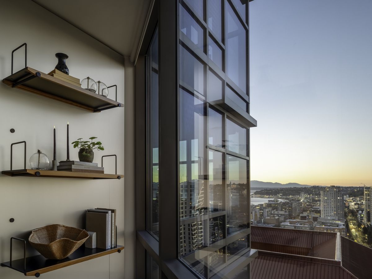 Private room with considered materiality, Downtown Sanctuary — Downtown, Seattle