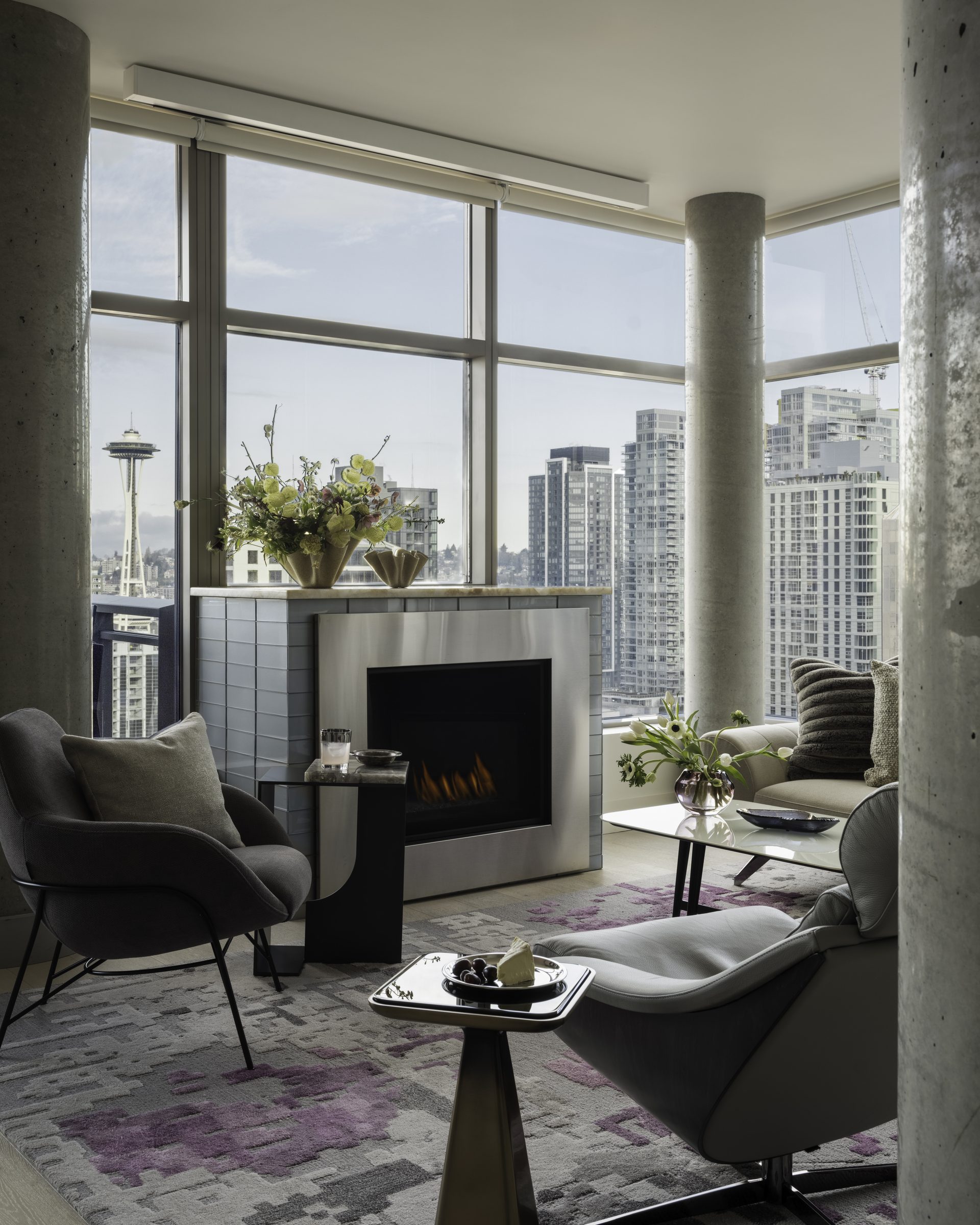Interior detail with modern materiality, Downtown High Rise — Downtown, Seattle